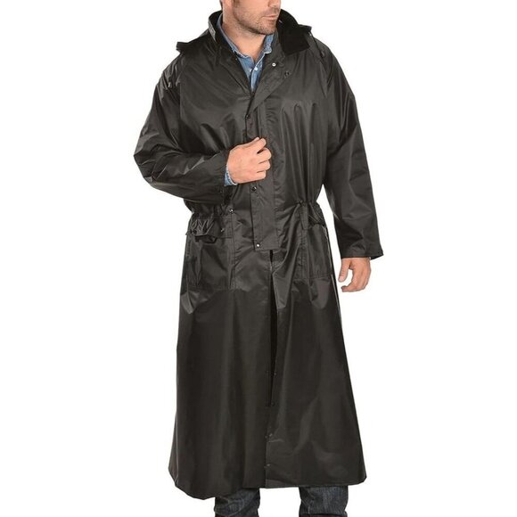 Double S M&F Western Saddle Slicker Rain Coat Poncho - Black - Picture 1 of 3